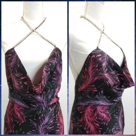 NICHOLAS Melia Cocktail Dress 100% Silk Rhinestone Halter Neck - Picture 8 of 14